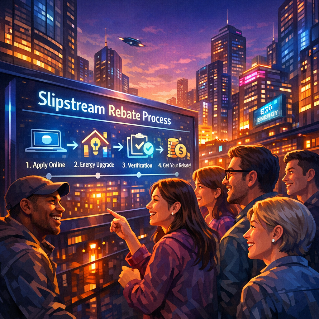 A captivating illustration features a sleek futuristic cityscape at dusk where vibrant neon lights reflect off glass buildings In the foreground a div