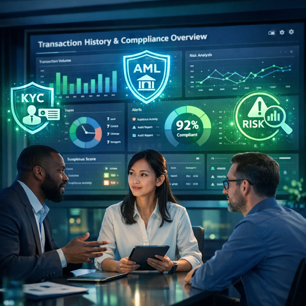 Envision a sleek modern digital workspace illuminated by soft blue and green lighting showcasing an interactive dashboard filled with graphs and chart