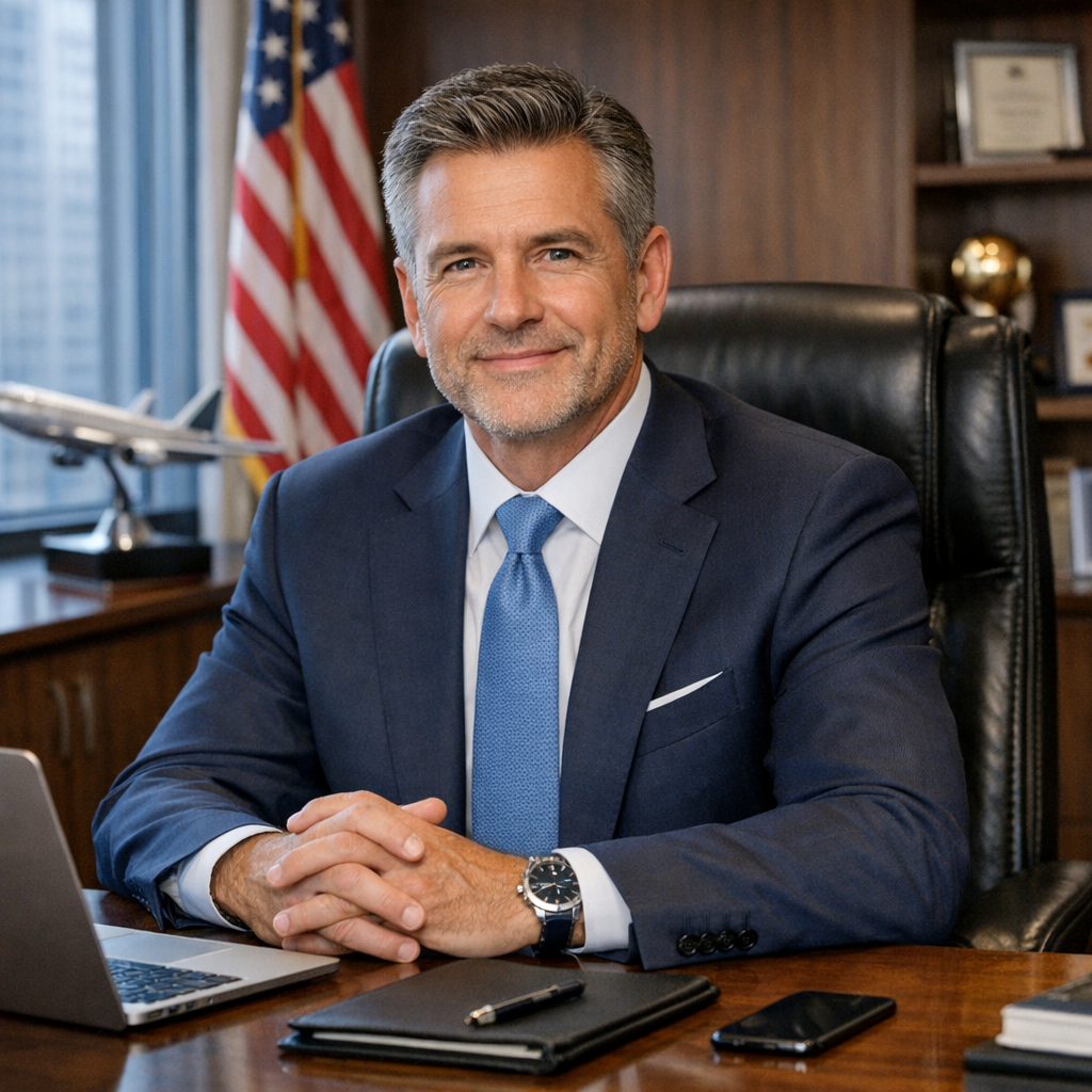 generate a picture of a ceo of a company in his office portrait